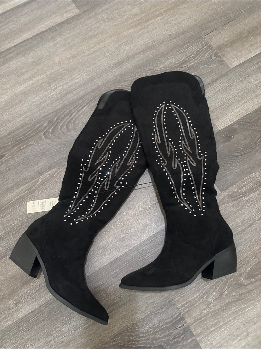 No Boundaries Black Studded Over-the-Knee Western Boots